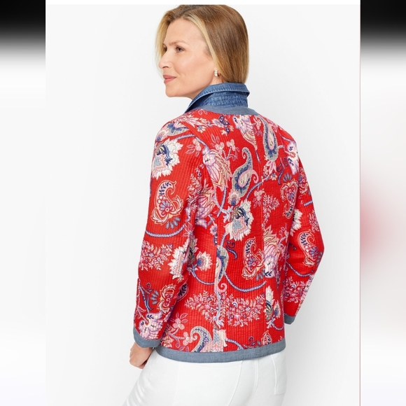 Talbots Mixed Pattern Quilted Jacket. - Picture 3 of 12